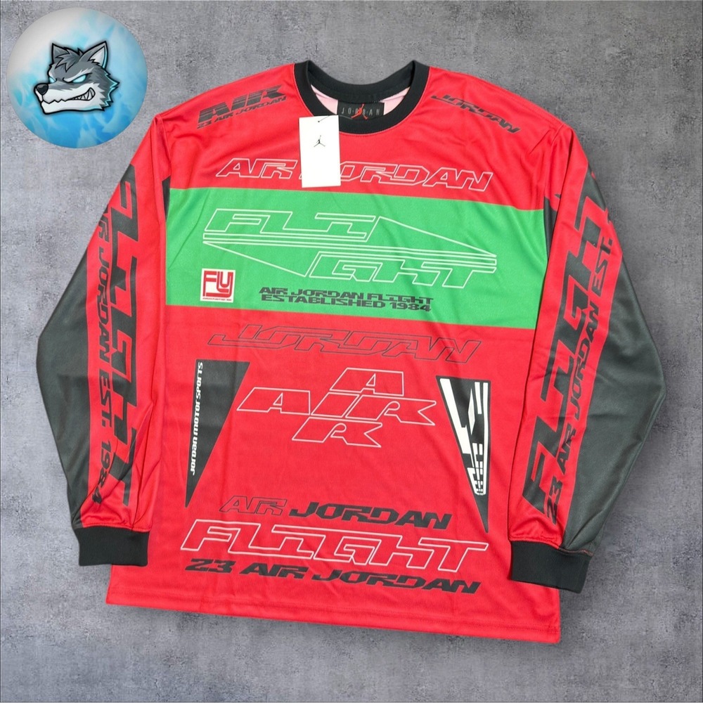 Nike Air Jordan Racing Motocross Dri-Fit Long Sleeve Shirt Mens Med FV7239-687